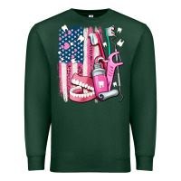 Sports Green American flag and dental elements with teeth Premium Sweatshirt - AdoDesignShop