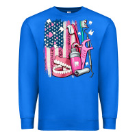 True Royal American flag and dental elements with teeth Premium Sweatshirt - AdoDesignShop
