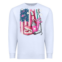 White American flag and dental elements with teeth Premium Sweatshirt - AdoDesignShop