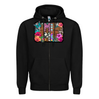 Black mimi floral background Zipper Hoodie - HRA Design Shop