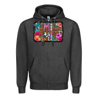 Charcoal Heather mimi floral background Zipper Hoodie - HRA Design Shop