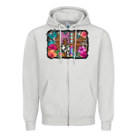 Dove Grey mimi floral background Zipper Hoodie - HRA Design Shop