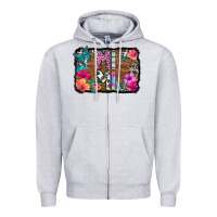 Heather Grey mimi floral background Zipper Hoodie - HRA Design Shop