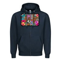 Navy mimi floral background Zipper Hoodie - HRA Design Shop