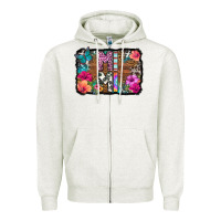 Oatmeal Heather mimi floral background Zipper Hoodie - HRA Design Shop