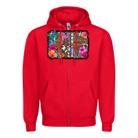 Red mimi floral background Zipper Hoodie - HRA Design Shop
