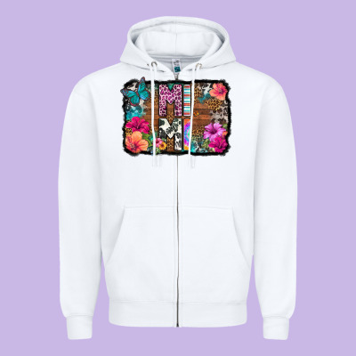 Mimi Floral Background Zipper Hoodie Designed By Hra Design Shop