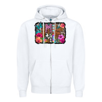 White mimi floral background Zipper Hoodie - HRA Design Shop