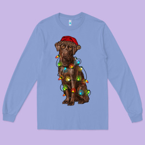 Christmas Labrador Retriever Long Sleeve Tee Designed By Ranaportraitstore