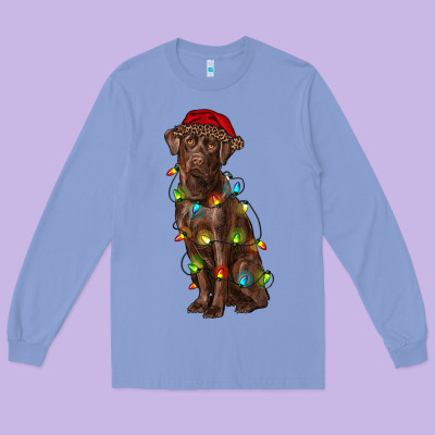 Christmas Labrador Retriever Long Sleeve Tee Designed By Ranaportraitstore