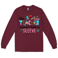 Burgundy this teacher wears her heart on sleeve Long Sleeve Tee - AdoDesignShop