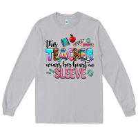 Moon Dust this teacher wears her heart on sleeve Long Sleeve Tee - AdoDesignShop