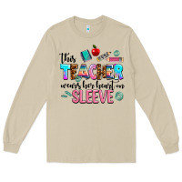 Mushroom this teacher wears her heart on sleeve Long Sleeve Tee - AdoDesignShop