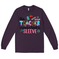 Plum this teacher wears her heart on sleeve Long Sleeve Tee - AdoDesignShop
