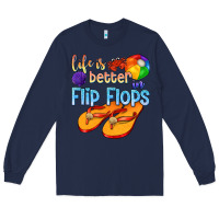 Navy life is better in flip flops Long Sleeve Tee - texasbilliewilder
