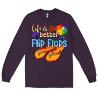 Plum life is better in flip flops Long Sleeve Tee - texasbilliewilder