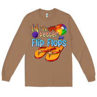 Toasted Coconut life is better in flip flops Long Sleeve Tee - texasbilliewilder