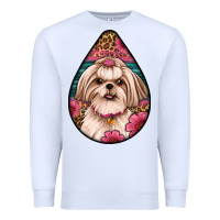 White shih tzu teardrop earrings Premium Sweatshirt - Artiststas