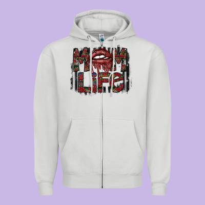 Mom Life Zipper Hoodie Designed By Sublimationcraftshop