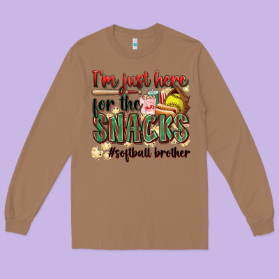 I'm Just Here For The Snacks #softball Brother Long Sleeve Tee Designed By Zillion Design Studio