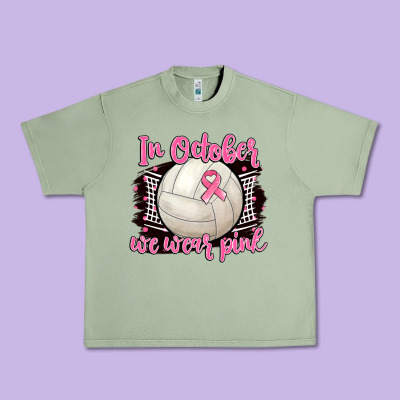 In October We Wear Pink Volleyball Urban Heavy Tee Designed By Barkaloodesign
