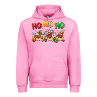 Fuchsia Pink ho ho ho reindeer Urban Hoodie - MaliasSmallBusiness