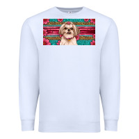 White shih tzu license plate Premium Sweatshirt - Artiststas