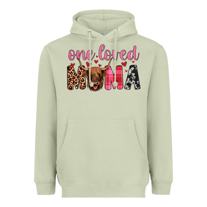 Highland Cow One Loved Mama Heavyweight Hoodie by JahusDesignShop | Teevron