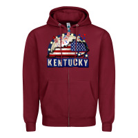 Burgundy Kentucky 4th of July Zipper Hoodie - CowGirlArtShop