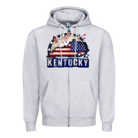 Heather Grey Kentucky 4th of July Zipper Hoodie - CowGirlArtShop