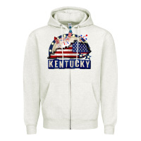 Oatmeal Heather Kentucky 4th of July Zipper Hoodie - CowGirlArtShop