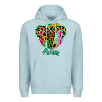 Blue Mist Aries Zodiac Sign Sunflower Leopard Serape Premium Hoodie - RanaPortraitStore