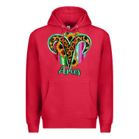 Cardinal Aries Zodiac Sign Sunflower Leopard Serape Premium Hoodie - RanaPortraitStore
