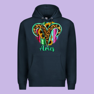 Aries Zodiac Sign Sunflower Leopard Serape Premium Hoodie Designed By Ranaportraitstore