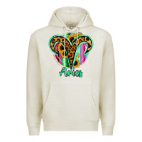 Oatmeal Heather Aries Zodiac Sign Sunflower Leopard Serape Premium Hoodie - RanaPortraitStore