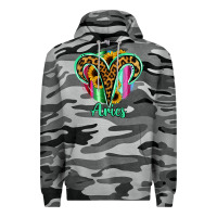 Slate Camo Aries Zodiac Sign Sunflower Leopard Serape Premium Hoodie - RanaPortraitStore