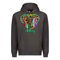Smoke Aries Zodiac Sign Sunflower Leopard Serape Premium Hoodie - RanaPortraitStore