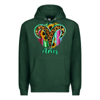 Sports Green Aries Zodiac Sign Sunflower Leopard Serape Premium Hoodie - RanaPortraitStore