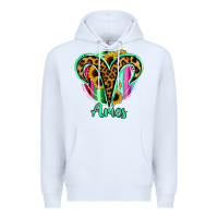 White Aries Zodiac Sign Sunflower Leopard Serape Premium Hoodie - RanaPortraitStore