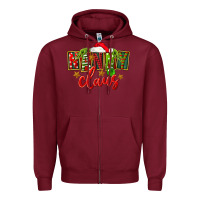 Burgundy Christmas nanny claus Zipper Hoodie - FaDigitalArtStudio