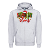 Heather Grey Christmas nanny claus Zipper Hoodie - FaDigitalArtStudio