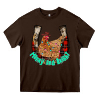 Chocolate Brown horseshoe chicken Heavy Core Tee - CowhideDigitalArt