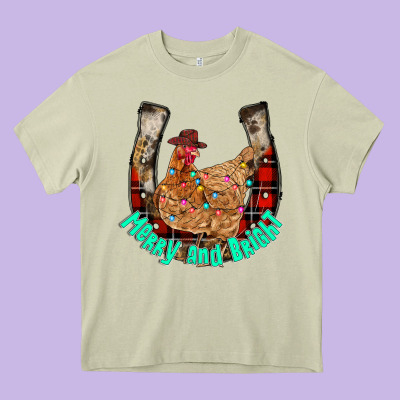 Horseshoe Chicken Heavy Core Tee Designed By Cowhidedigitalart