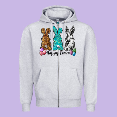 Western Happy Easter Peeps Zipper Hoodie Designed By Neo Western