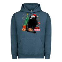 Pigment Midnight Navy christmas black cat Urban Hoodie - MaliasSmallBusiness