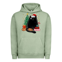 Pigment Oil Green christmas black cat Urban Hoodie - MaliasSmallBusiness