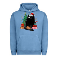 Pigment Pebble Blue christmas black cat Urban Hoodie - MaliasSmallBusiness