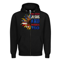 Black She loves Jesus and America too 4th of july Zipper Hoodie - CowGirlArtShop