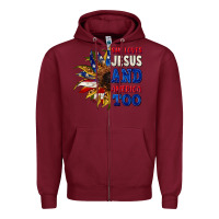 Burgundy She loves Jesus and America too 4th of july Zipper Hoodie - CowGirlArtShop