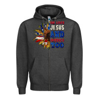Charcoal Heather She loves Jesus and America too 4th of july Zipper Hoodie - CowGirlArtShop